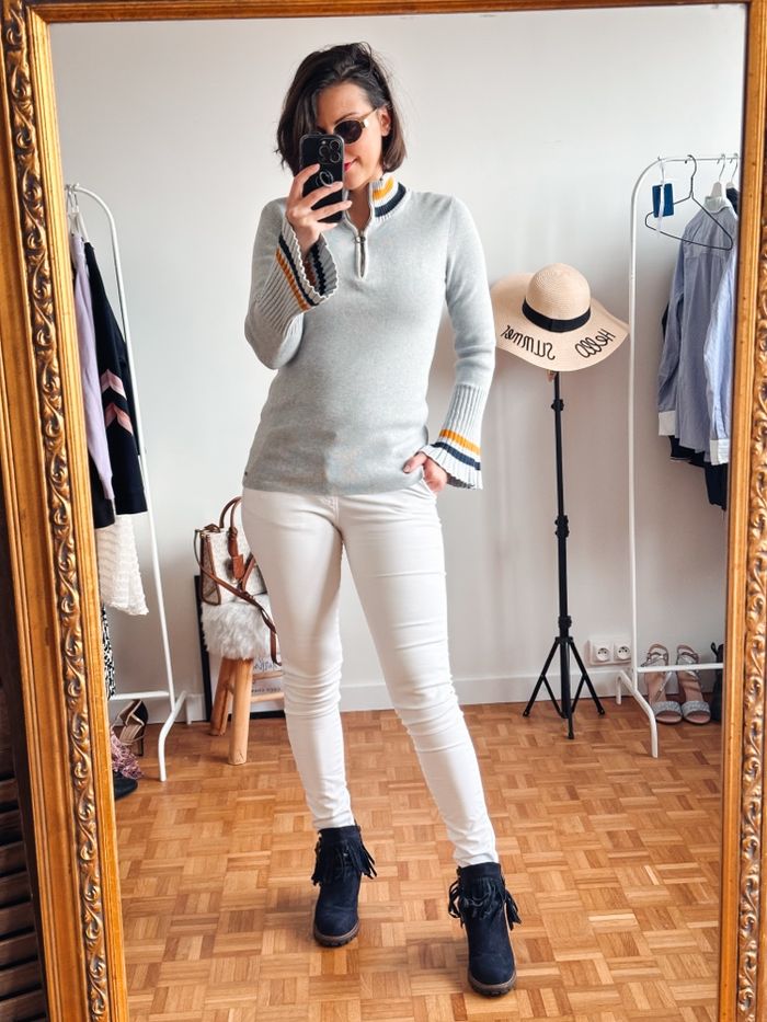 Pull Tommy Hilfiger gris taille 38 - photo numéro 3