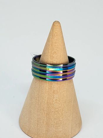 Bague en acier inoxydable multicolore