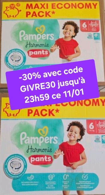 2 cartons de couches pants PAMPERS harmonie Taille 6
