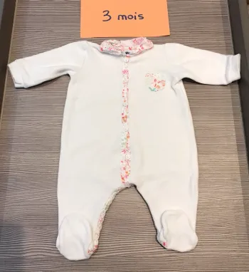 Pyjama velours fille 3 mois Petit Bateau