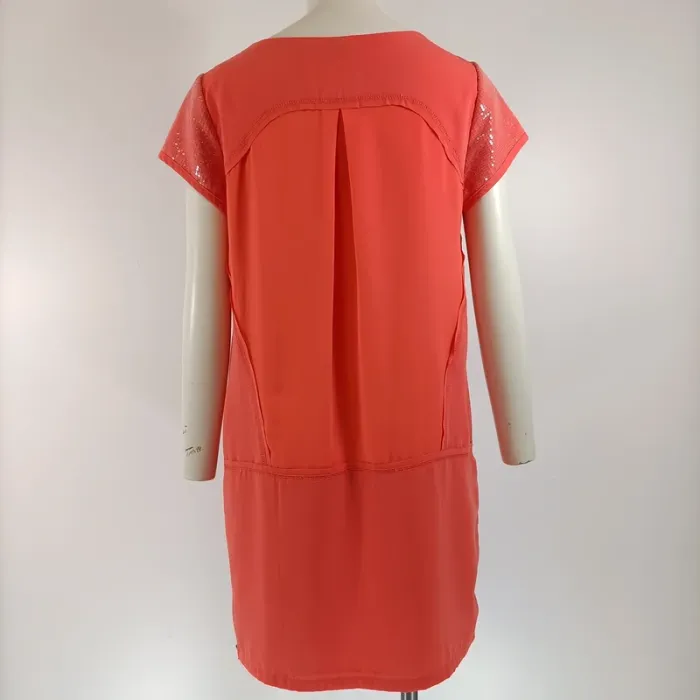 Robe droite corail fluide Color Block - Taille S - A147 - photo numéro 7
