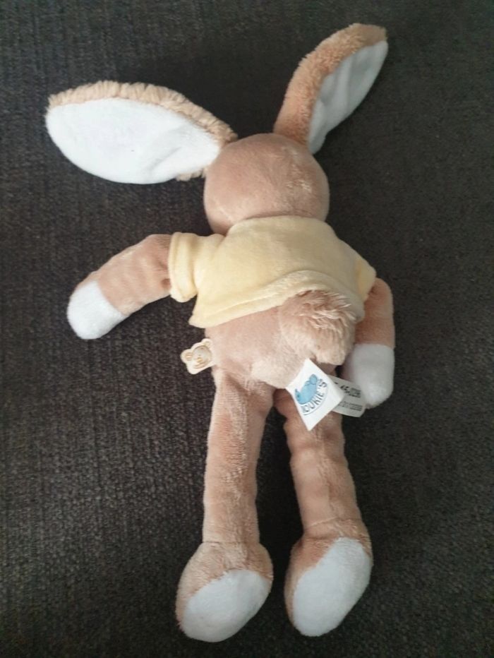 Doudou lapin beige pull jaune Gaspard NOUKIE'S - photo numéro 2