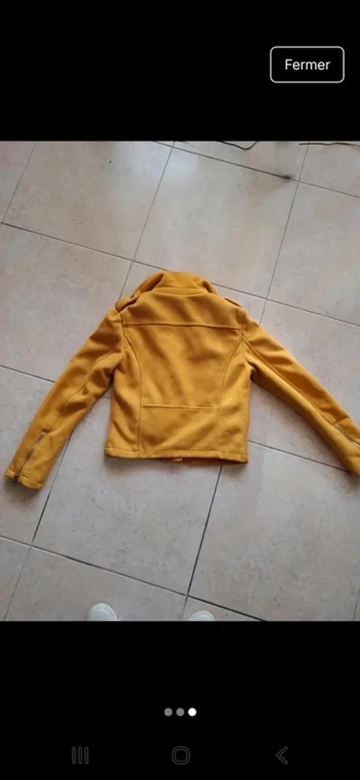 Veste daim Jennifer XS jaune courte - photo numéro 3
