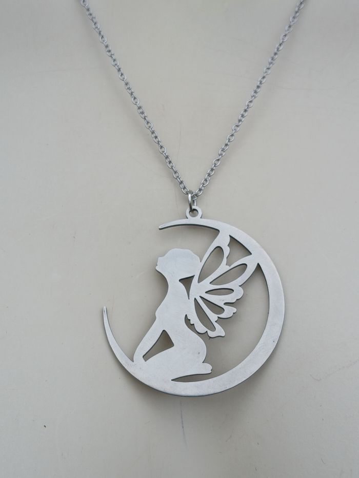 Collier en acier inoxydable argenté fée