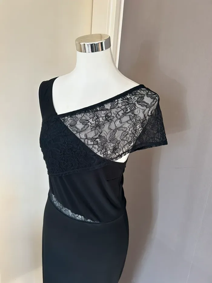 Asos robe longue fourreau noir dentelle, moulante, femme, taille 40 - photo numéro 9