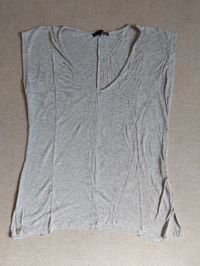 Tee-shirt sans manches gris clair chiné T.S - Etam