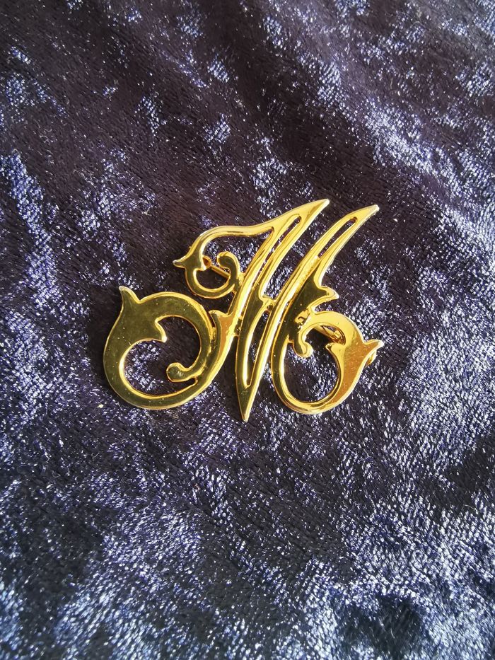 Broche monogramme vintage lettre M italique - photo numéro 5