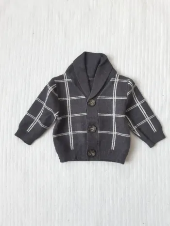 Gilet à carreaux boutonné