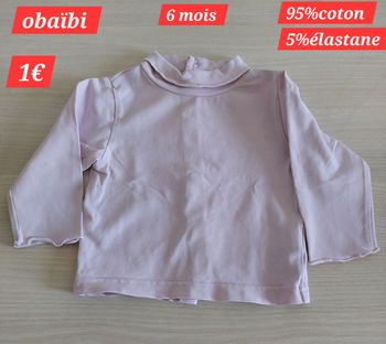 Sous pull rose pâle obaïbi fille 6mois 