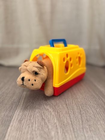 Jeu enfant chien et sa cage de transport 