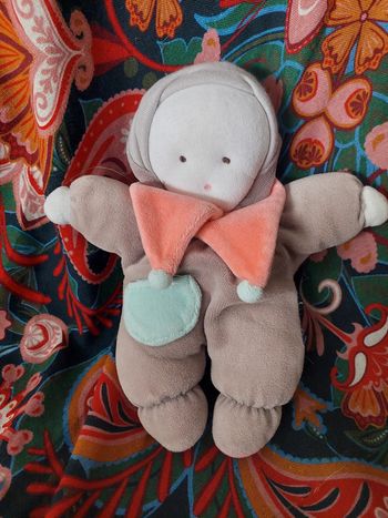 Moulin Roty vintage - doudou poupon capuche Vite un câlin