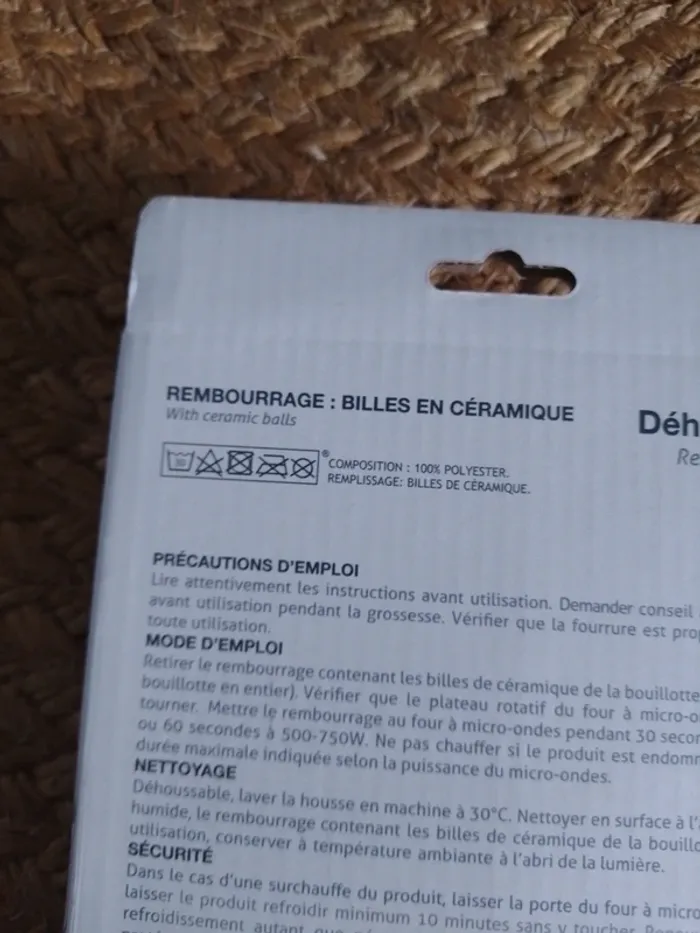 bouillotte micro ondable format manchon - photo numéro 5