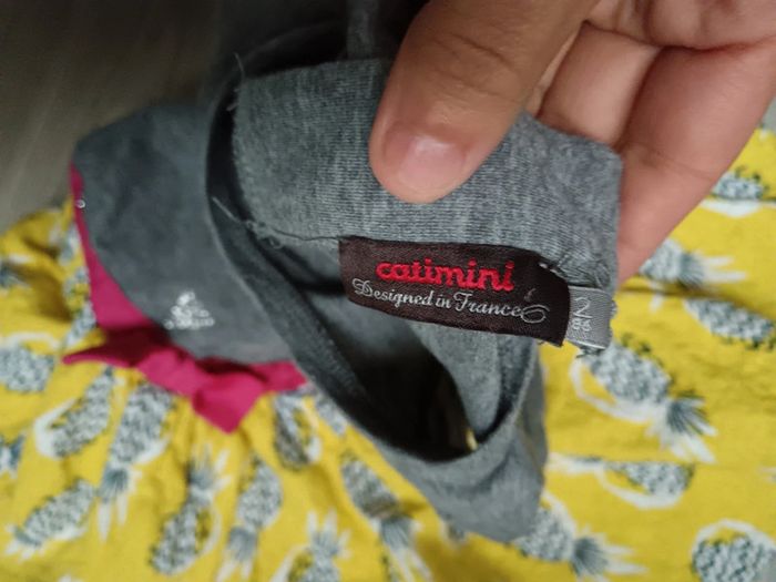 Robe catimini ananas fille 2 ans jaune et grise paillettes - photo numéro 3