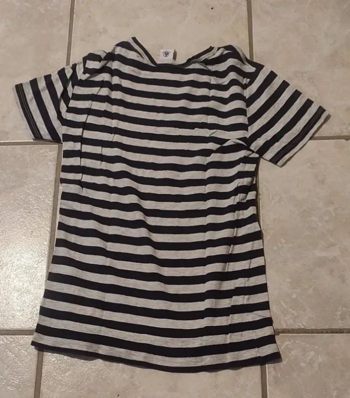 👕 T-shirt marin Petit Bateau Garçon 12 ans Rayé marine/gris - photo numéro 2