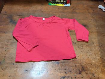 T-shirt rose manches longues bébé fille 1 an