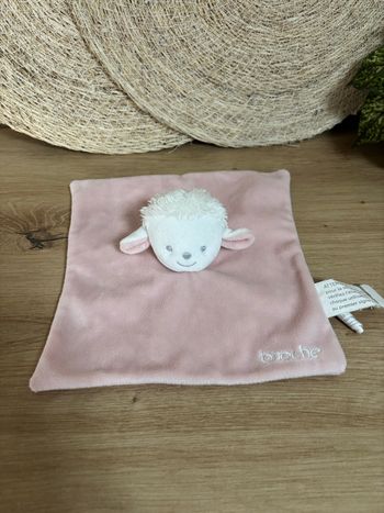 Doudou plat mouton rose brioche la halle kimbaloo 
