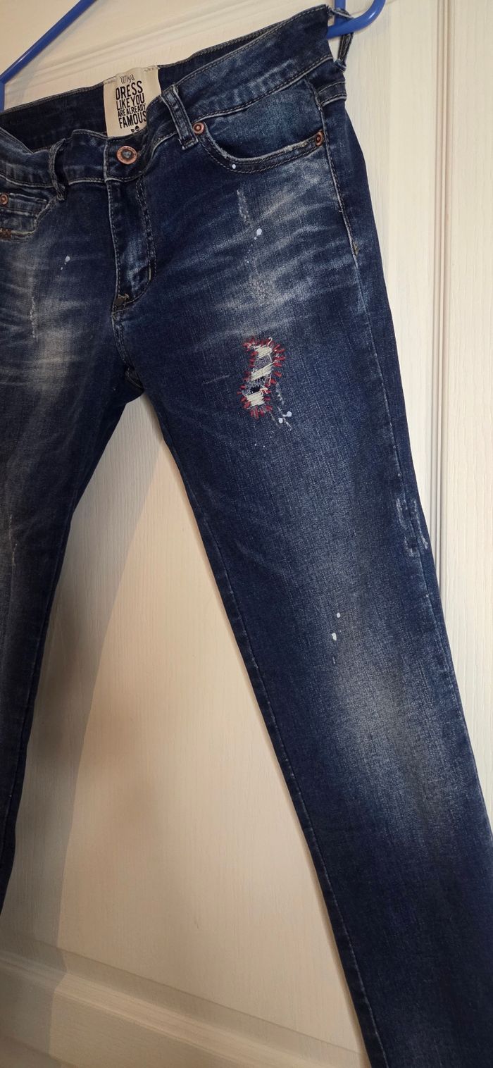 Jean Wiya Femme – Design italien 🇮🇹 – Slim effet usé & détails stylés – Taille M (38/40) - photo numéro 2
