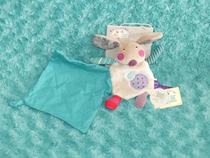 Doudou lapin plat Moulin roty les jolis pas beaux , Neuf