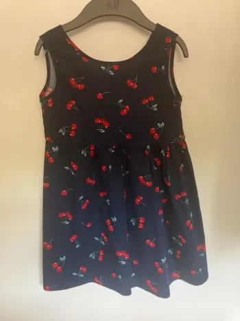 6 ans - robe bleu marine avec motif le temps des cerises - très féminin et confortable