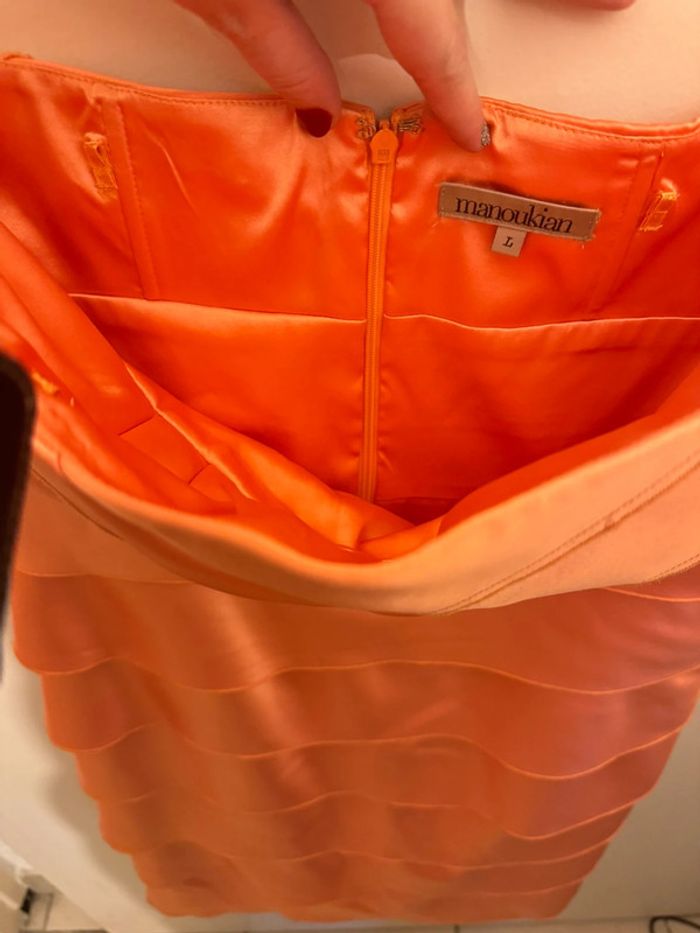 Robe bustier orange manoukian soiree mariage taille L - photo numéro 3