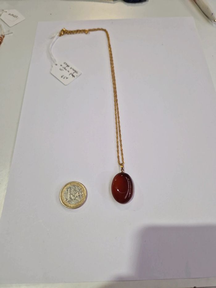 Collier plaque or et onyx orange