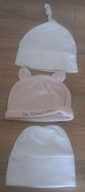 Lot de 3 bonnet naissance 1 mois fille ou mixte