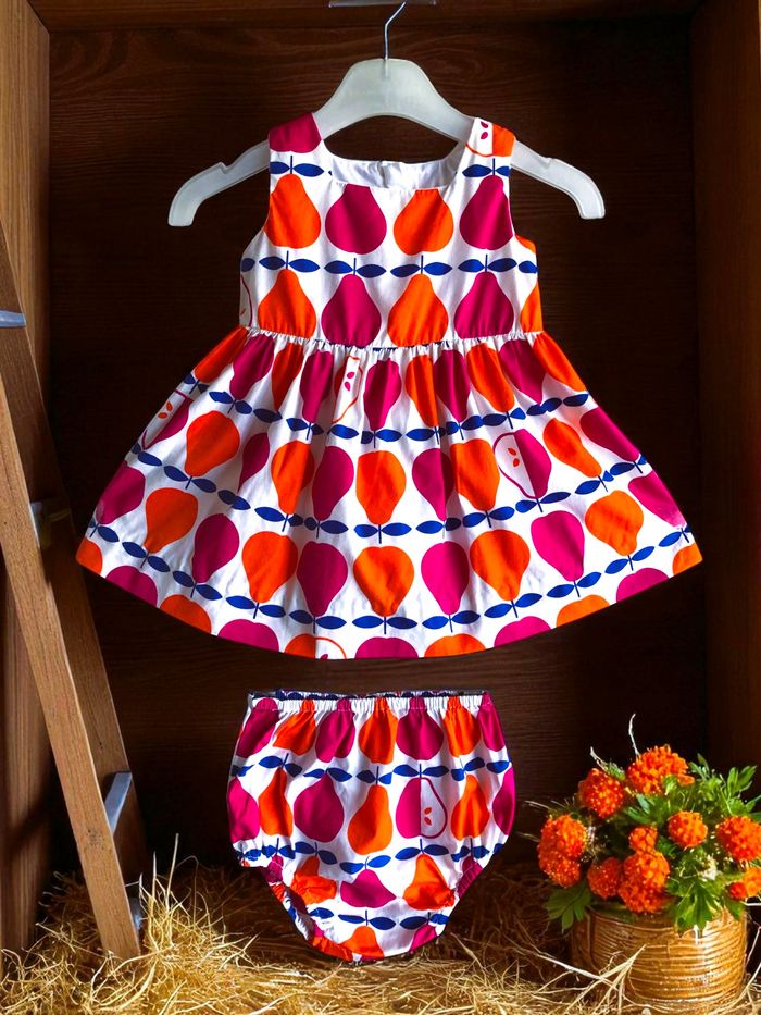 JACADI - 2P BÉBÉ FILLE MOTIF POIRES, ROBE + CULOTTE AUX TEINTES LUMINEUSES 6M - photo numéro 3