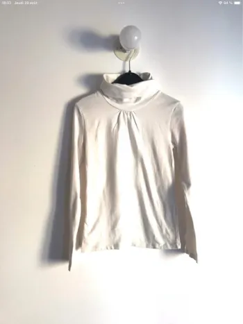 Pull col roulé blanc 10 ans Kiabi