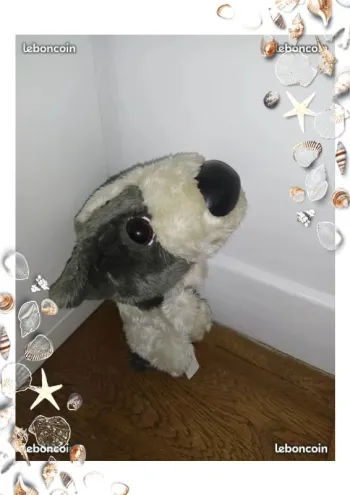 Peluche chien the dog  fox terrier gris