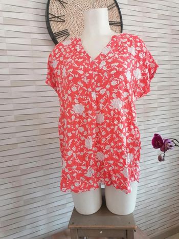 Blouse orange fleurie