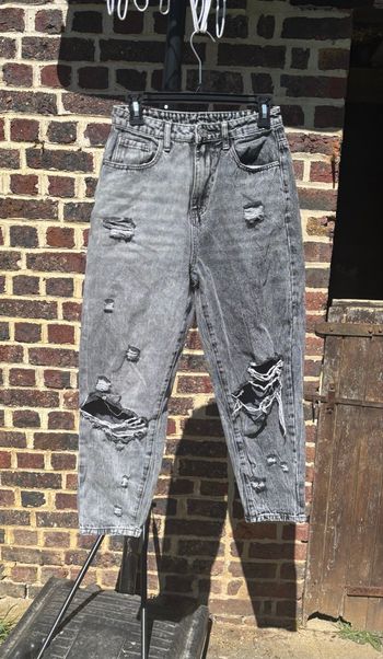 🩶 Jean bicolore gris à trous effet destroy – Taille 36 (S)