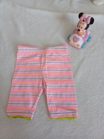Legging court rose rayé 6 mois