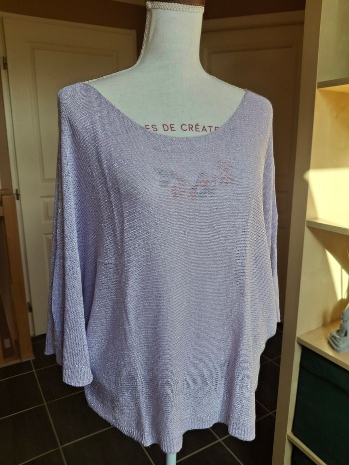 Pull fin lilas mauve pailleté neuf étiqueté