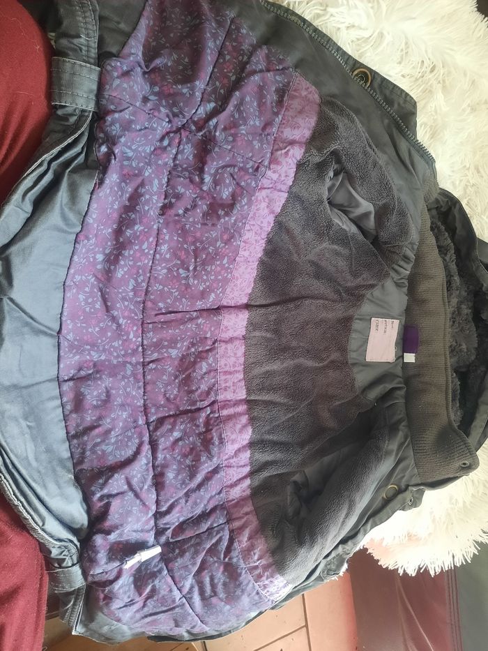 Manteau violet gris capuche - photo numéro 9