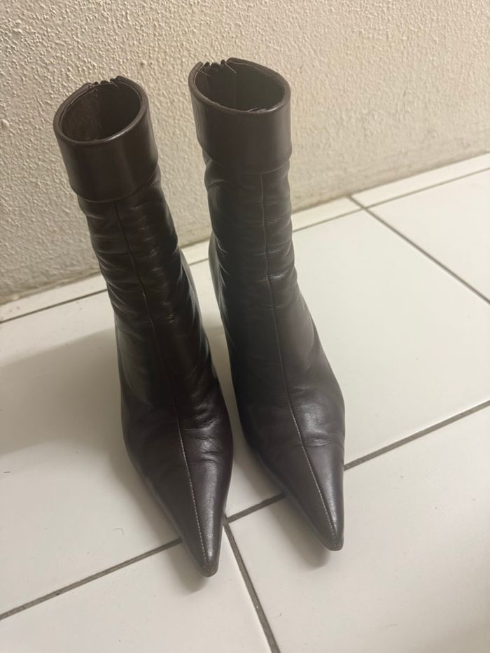 Bottines cuir marron/bordeaux T37 - photo numéro 7