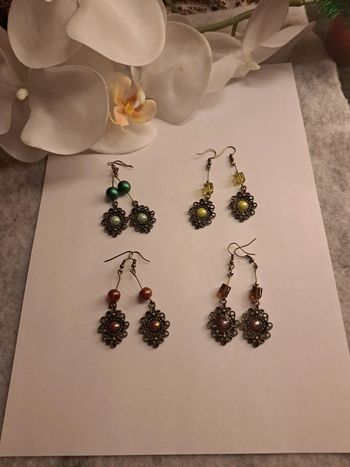 Lot de boucles d'oreilles pendante multicolore bronze