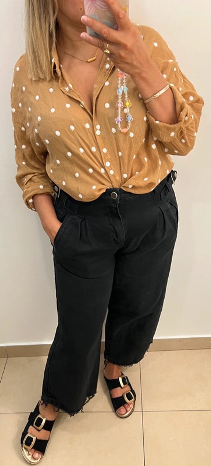 🟡 Chemise ample moutarde à pois Stradivarius – Taille M - photo numéro 2