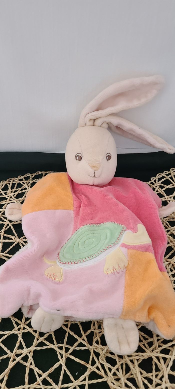 Doudou marionnette lapin KALOO tortue Pop 1 2 3 orange rose - photo numéro 4