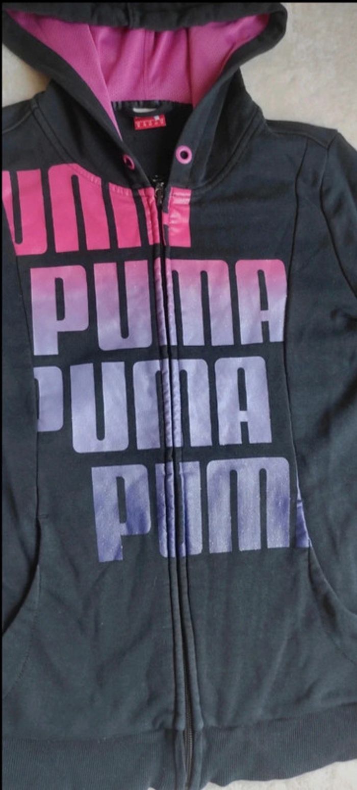 Gilet zippé à capuche Puma 40 femme noir rose et violet - photo numéro 4