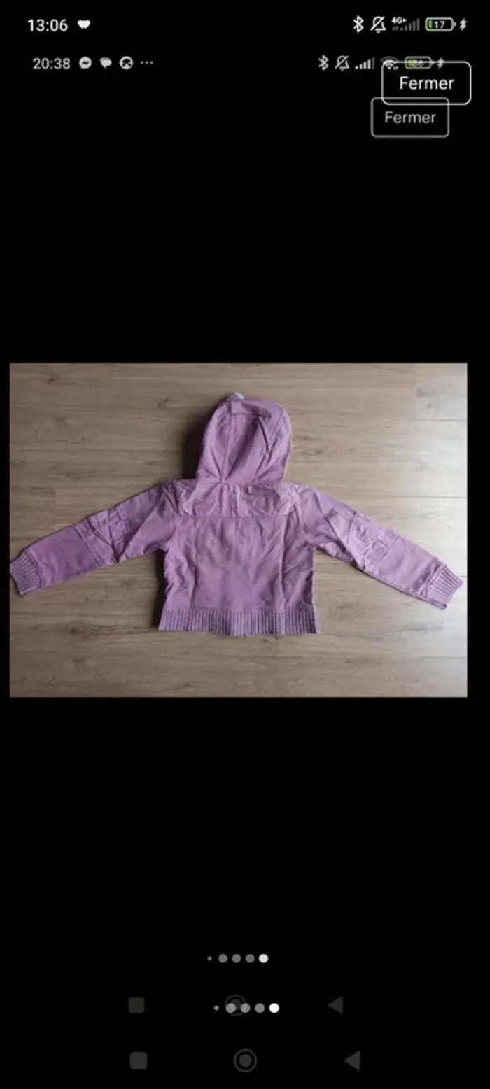 gilet zippé à capuche lilas avec breloques étoiles avec poches ooxoo 6ans - photo numéro 10