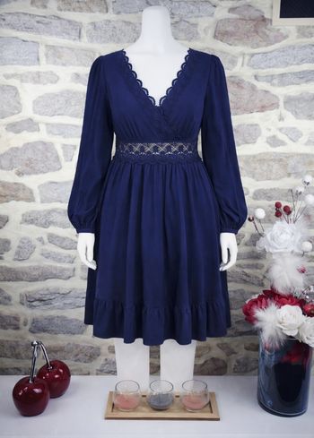 Robe manches longues bohème chic bleue marine Femme taille 54 marque Asos 🌺 