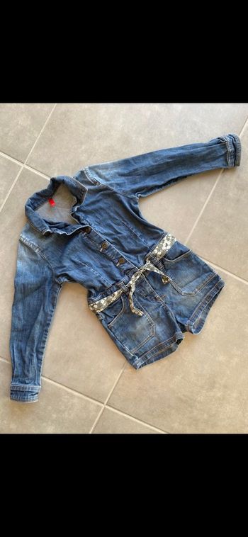 Combishort en jean manches longues 4 ans