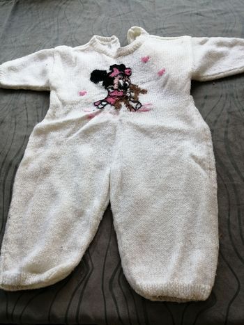 combinaison blanche 1 an tricotée main Phildar