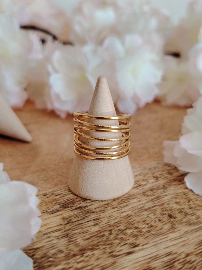 Bague dorée réglable en acier inoxydable