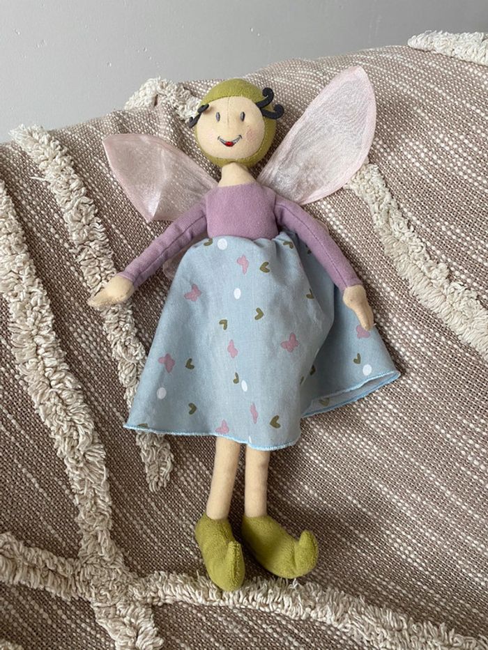 Peluche doudou 36cm IKEA fée violette bleu et verte poupée très bon état