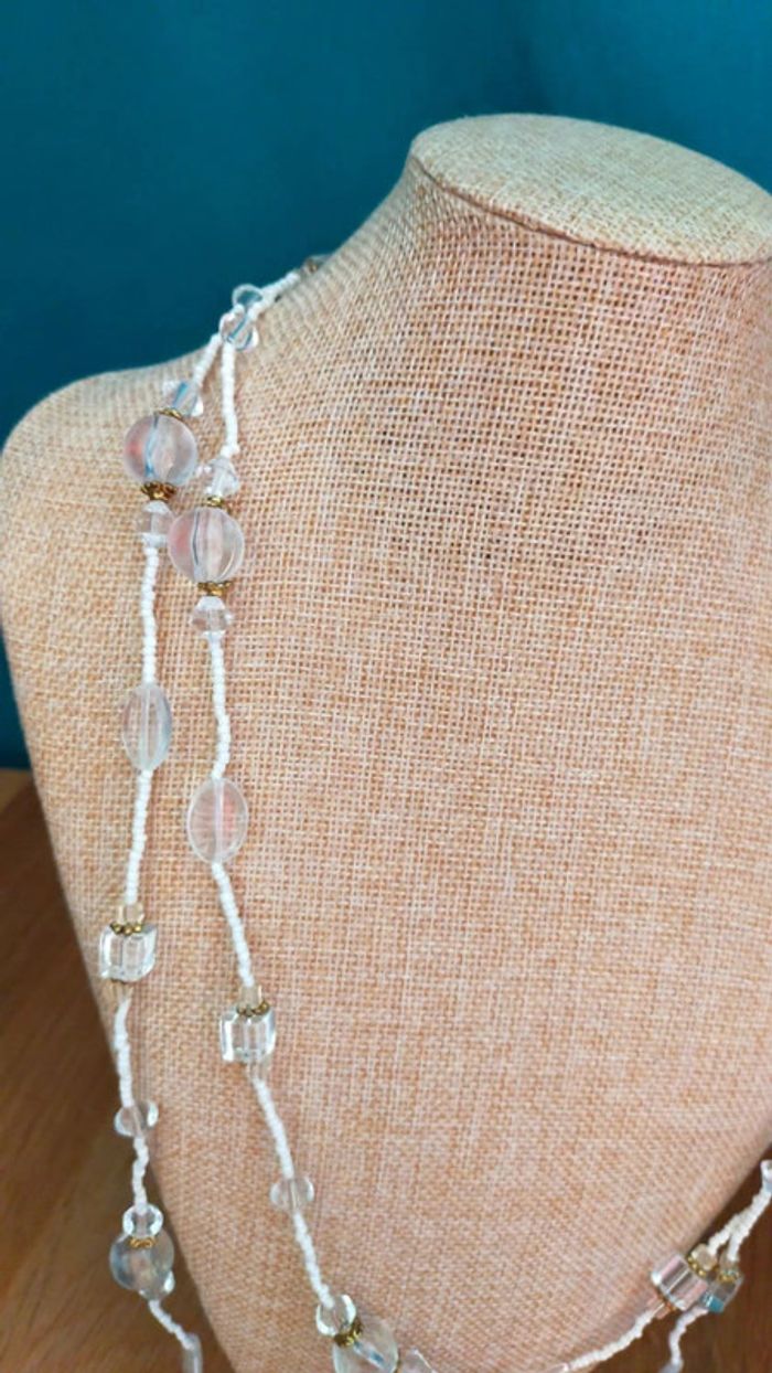 légante parure collier & boucles d’oreilles – Perles cristal & blanc nacré - photo numéro 11