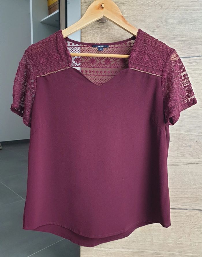 Blouse bordeaux kiabi dentelle - photo numéro 2