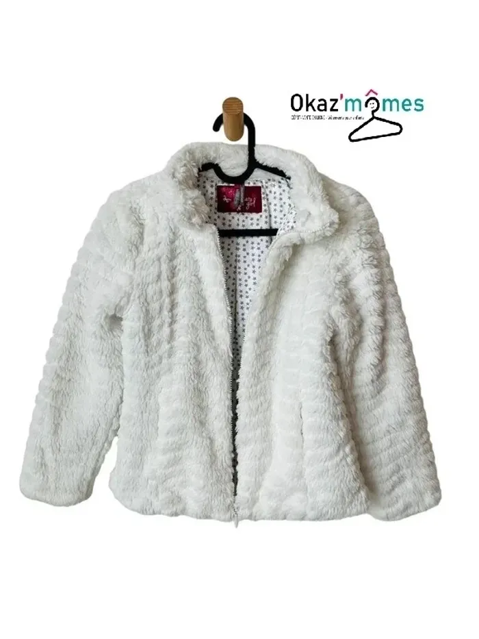 Manteau blanc zippé en fausse fourrure - Orchestra 10 ans (140cm)
