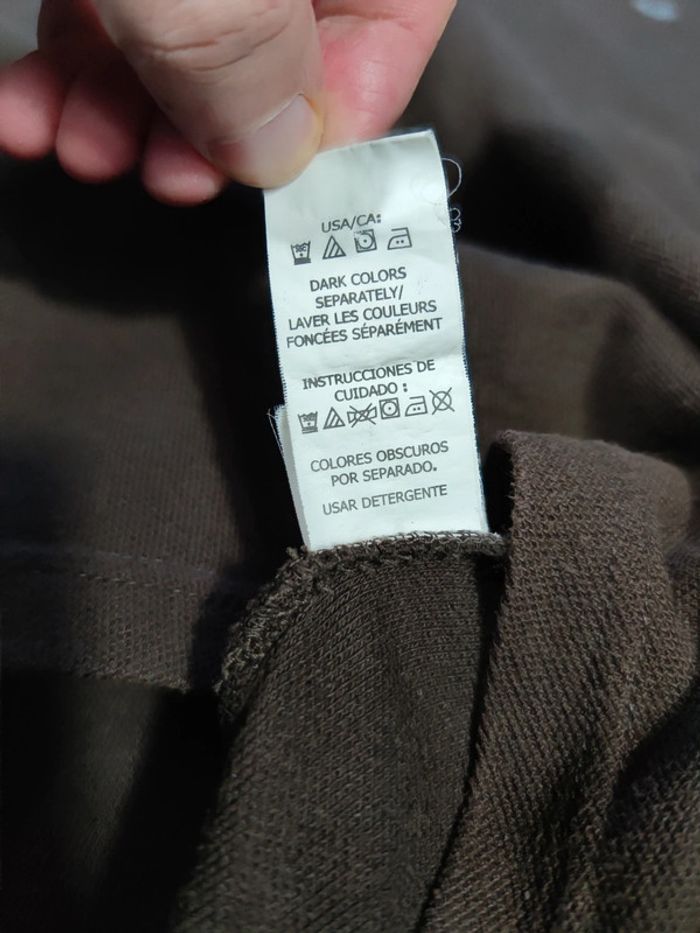 Polo Manches Longues Chaps Marron Logo Brodé Taille L Homme - photo numéro 4