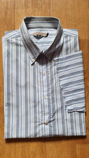 Chemise Mise au Green TXXL Chemise manches courtes rayée bleu Largeur aisselle 67cm